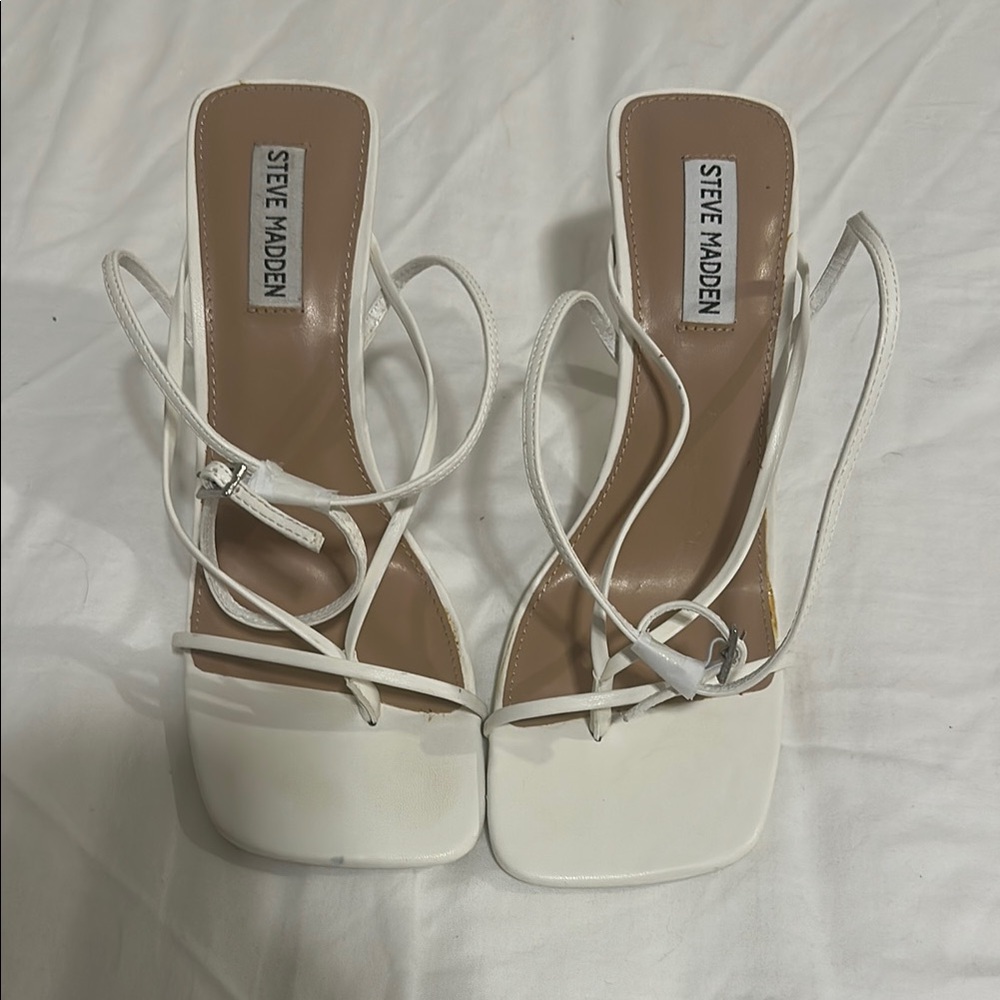 Steve Madden White Heeled Strappy Sandals
